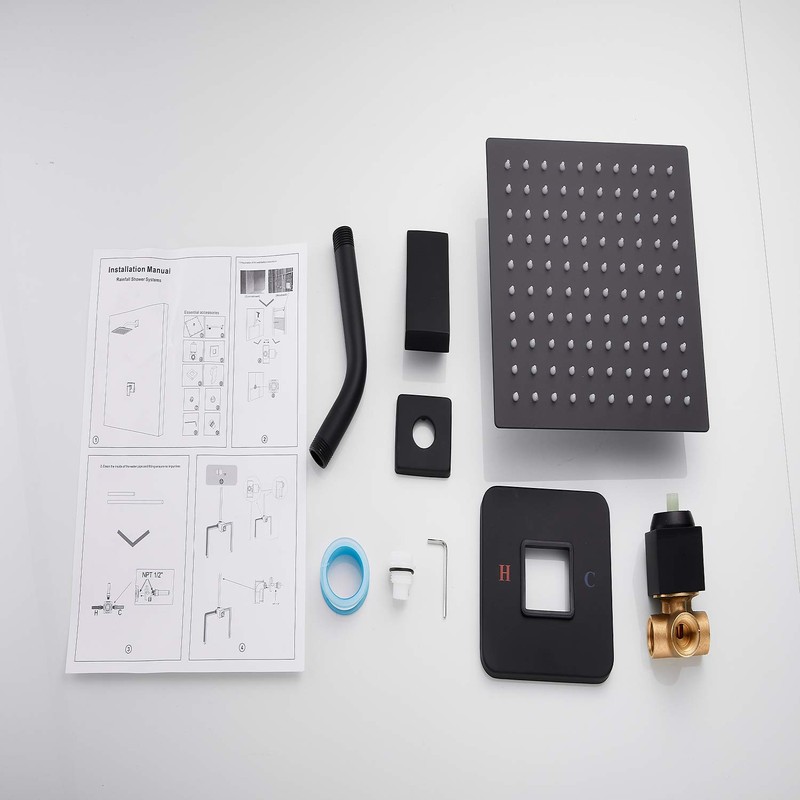 Black Shower Faucet GGStudy Single Function Shower Trim Kit with