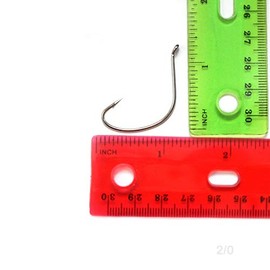 Fish WOW! 50pcs Fishing 2X Strong Kahle Hook Nickel Wide Gap - Size 2/0