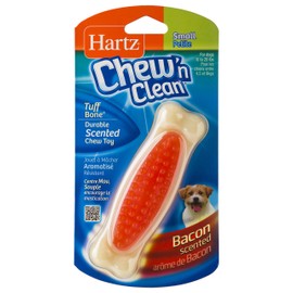 Hartz Chew 'n Clean Tuff Bone Bacon Scented Dental Dog Chew Toy - Small