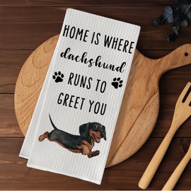 SereneHanctuary Funny Dachshund Kitchen Towels,Wiener Dog Gifts for Badger Sausage Dog Lover Mom Women,Dashshund Welcome Decorations for Kitchen Bathroom Home,16X24 Inches