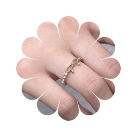 Cimenexe Bohemian Crystal Bow Tie Rings Gold Cz Bow Finger Rings Tiny Hollow Bow Tie Ring Sparkle Rhinestone Bow Knuckle Ring Jewelry for Women and Girls Gifts