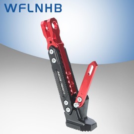 WFLNHB Motorcycle Universal Foot Side Bracket Adjustable Support Kickstand Tripod Holder Parking Crutch Holder Kit Red