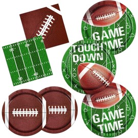 Football Party Supplies Kit Serve 20,Includes Touchdown Dinner Plates, Dessert Plates and Napkins for Football Birthday Party Football Game Day Tailgate Party Decorations