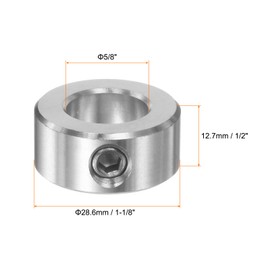 HARFINGTON Shaft Collar 5/8" Bore 304 Stainless Steel Set Screw Shaft Collars, 1-1/8" OD, 1/2" Width, for Wheel Barrow Axle, Gearbox Assemblies, Machine Tools, Industry