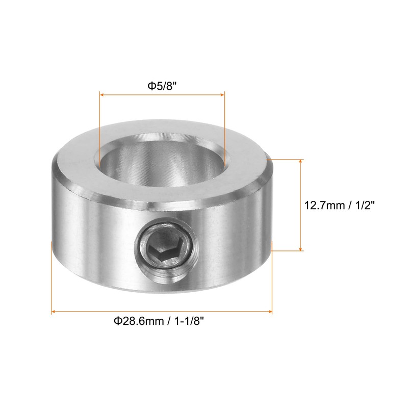 HARFINGTON Shaft Collar 5/8" Bore 304 Stainless Steel Set Screw