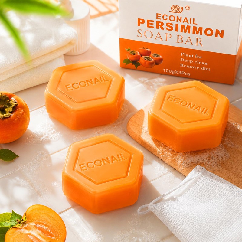 Econail Persimmon Soap for Body Odor with Mesh, Natural Deodorant