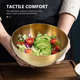 Healeved Gold Bowl Decorative Bowls Large Mixing Bowl Stainless Steel Salad Bowl Golden Food Containers Pasta Bowls Copper Bowl for Kitchen Mixing Cooking