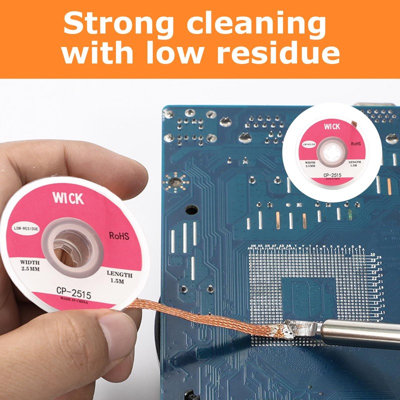 2 Pack Solder Wick with Flux no Clean Copper, Premium