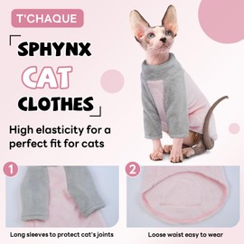 Sphynx Cat Clothes, Soft Fleece Cat Sweater, Pullover Shirt for Cat, Cat Pajamas with Sleeves, Kitten Hairless Cat Clothes for Cats Only, Winter Warm Cat Outfit Onesie Jumpsuit Hoodie
