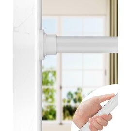 ALLZONE Tension Curtain Rod for Windows,123 to 160 Inch, Heavy Duty Extra Long Curtain Rods, Non-Slip Bathroom Shower Tension Rod, Renter Friendly, Adjustable, Spring Loaded, White