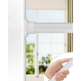 ALLZONE Tension Curtain Rod for Windows,123 to 160 Inch, Heavy Duty Extra Long Curtain Rods, Non-Slip Bathroom Shower Tension Rod, Renter Friendly, Adjustable, Spring Loaded, White