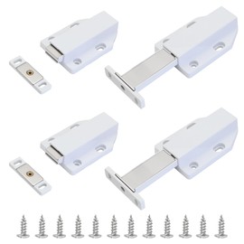 KOVOSCH 4 Pack Push to Open Door Latch, Magnetic Push Latches, Touch Latch Hardware for Cabinet Drawer, Wardrobe Door, White