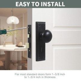 Newliplace Mortise Lock Set for Interior Door, Vintage Old Door Knobs with Lock and Skeleton Key, Antique Door Knobs Matte Black Finish