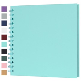 Scrapbook Album 8x8 Inches 40 Pages Hardcover Kraft Paper Photo Album Scrap Book Memory Book Blank DIY Scrapbook Albums for Boyfriend Wedding Baby Travel Anniversary Family, LightBlue