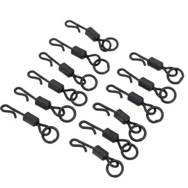 JSHANMEI Carp Fishing Matte Black Kwik/Quick Change swivel Flexi Rolling swivel with Ring Fishing Swivel Snap-Longbody Q-Shaped Swivel for carp fishing rigs (50pcs)