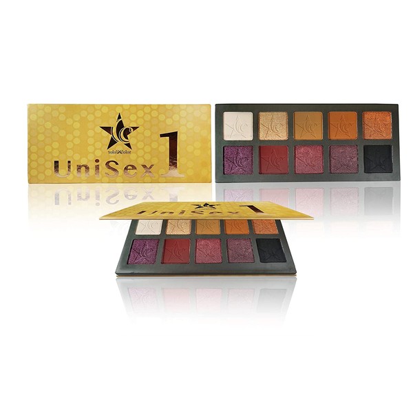 Unisex 10 Color Eyeshadow Palette (Unisex1) - Highly Pigmented - Professional Formulation - Large Pan Palette - Neutral Purple Red Tone Eye Shadows