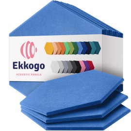 Acoustic Panels 12-Pack - 14"X12.1"X0.4" Soundproof Wall Panels - High Density Sound Dampening - Grand Blue Hexagon