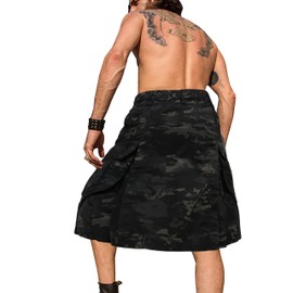 VATINNT Kilt for Men Scottish Tactical Kilt 23" Pleated Camo Kilt Irish Highland Utility Kilt with Cargo Pockets 0911 Dark Camo 38