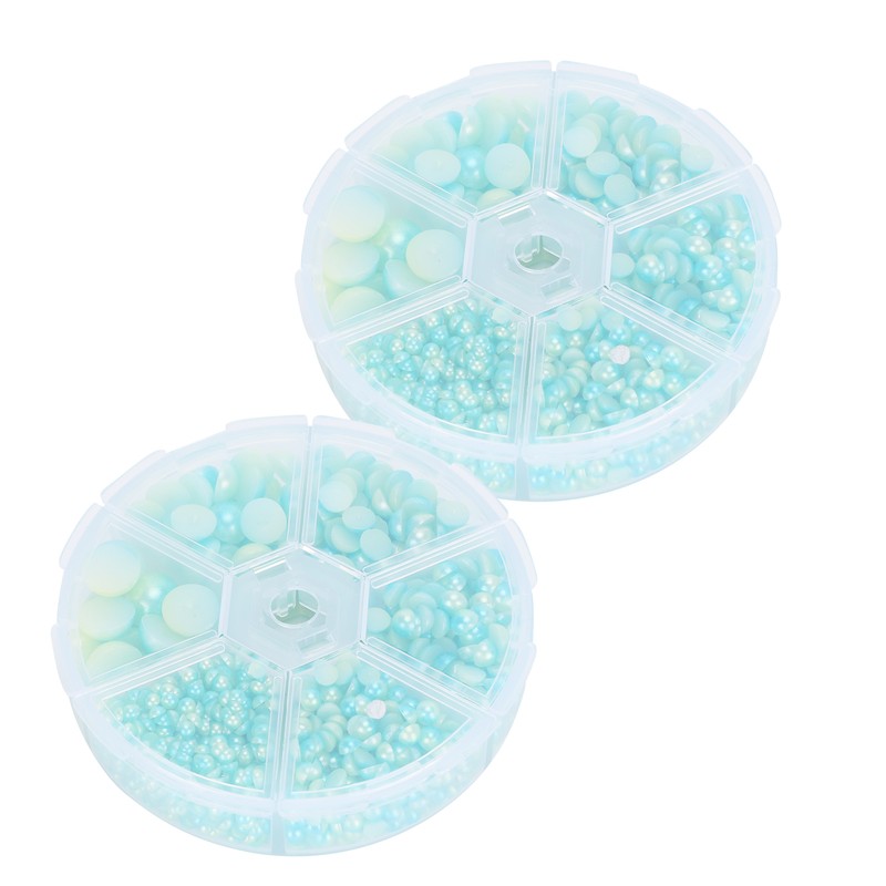 2Boxes Gradient Imitation Pearl Semicircular Nonporous Flat Back Decorative Accessories