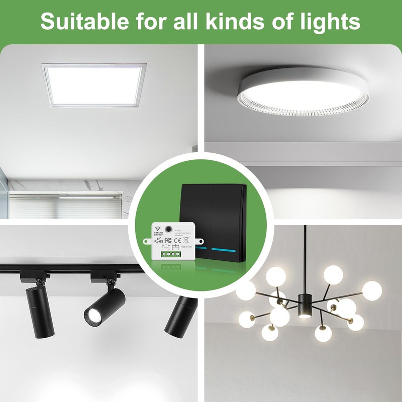 RGBZONE Wireless Remote Light Switch and Receiver Kit, No Wiring,