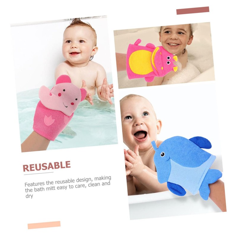 Beavorty Bath Gloves for Boys and Girls Set of 3