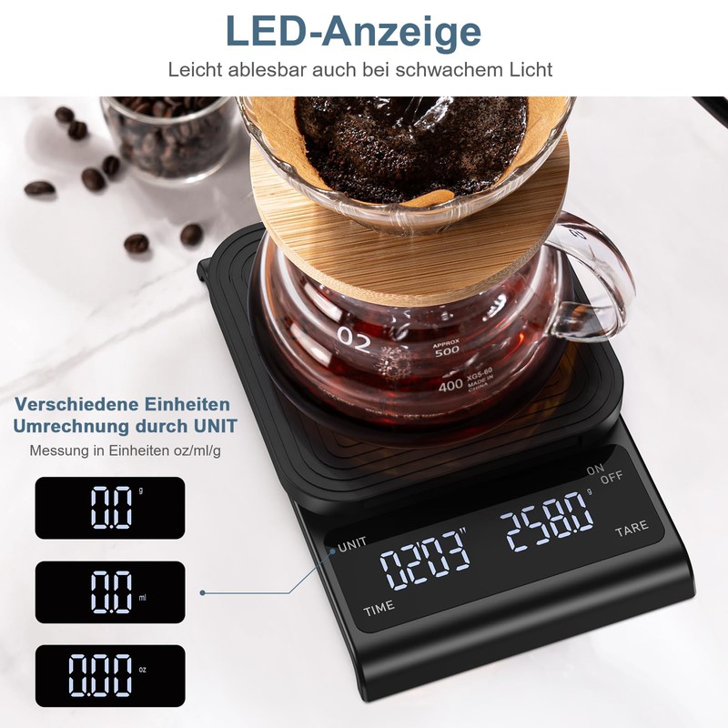 Coffee Scale with Timer and Digital Display
