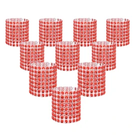 KEIVA - Anillos para servilletas, paquete de 120 anillos de diamantes de imitación para decoración de lugares, recepciones de boda, cenas o fiestas de día festivo, reuniones familiares, Rojo, 5 x 1.6inch, 120