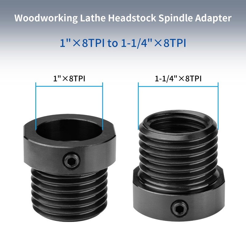 DEEFIINE Woodworking Spindle Adapter Converts 1''X 8TPI to 1-1/4''X 8TPI