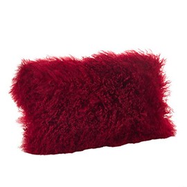 SARO LIFESTYLE Mongolian Lamb Fur Poly Filled Throw Pillow