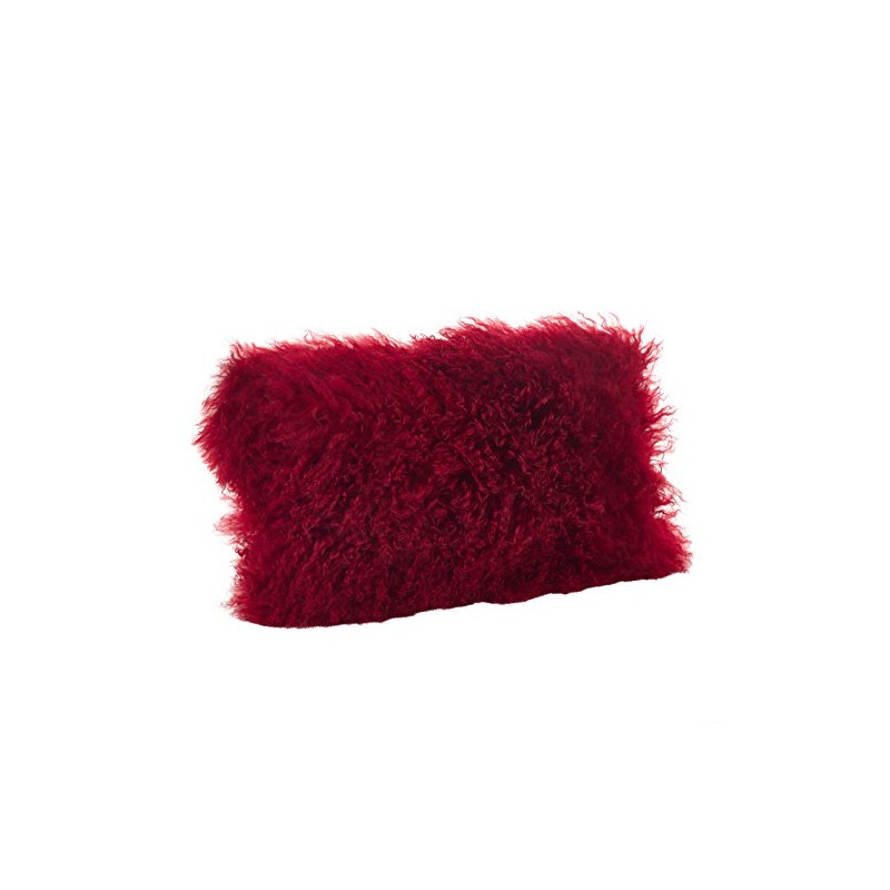 SARO LIFESTYLE Mongolian Lamb Fur Poly Filled Throw Pillow