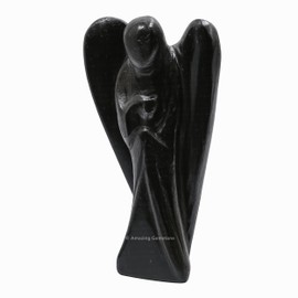 Black Tourmaline Angel - Black Tourmaline Crystal Angel and Pocket Guardian Angel Crystal Figurines (2 inches)