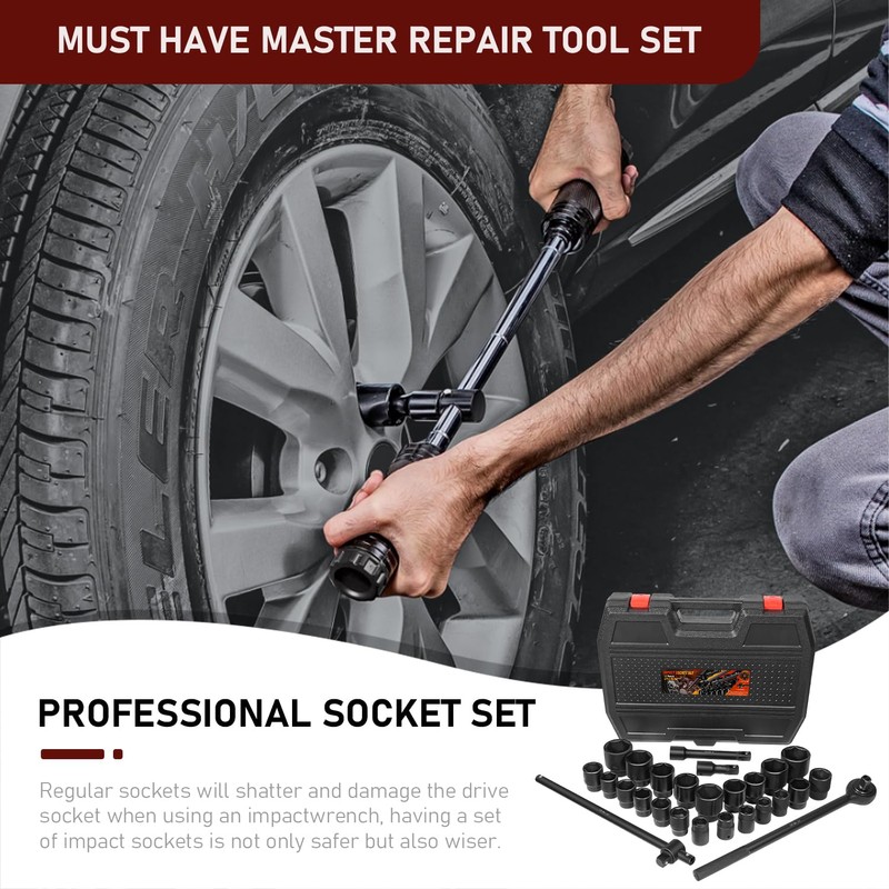 Bzsunway 27 PCS Master Impact Socket Set 3/4-Inch-Drive Jumbo Impact