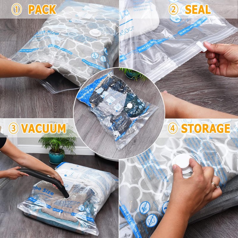 Vacuum Storage Bags 8 Medium, Space Saver Sealer Bags, Airtight