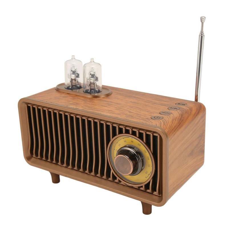 Mini Wooden FM Stereo Sound Radio Vintage Imitation Wood Grain