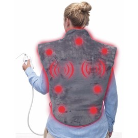 Trebs Electric Blanket for Neck, Shoulders and Back - 2 in 1 Heat and Massage Cushion - Heat Blanket 100 W - Grey