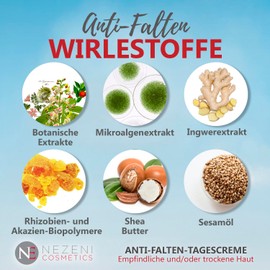 Nezeni Anti-Falten-Gesichtscreme für Frauen/Männer 18 Wirkstoffe | Tiefenfaltenfüller | Straffende Anti-Falten-Tagescreme für Gesicht, Hals und Dekolleté | Empfindliche und/oder trockene Haut