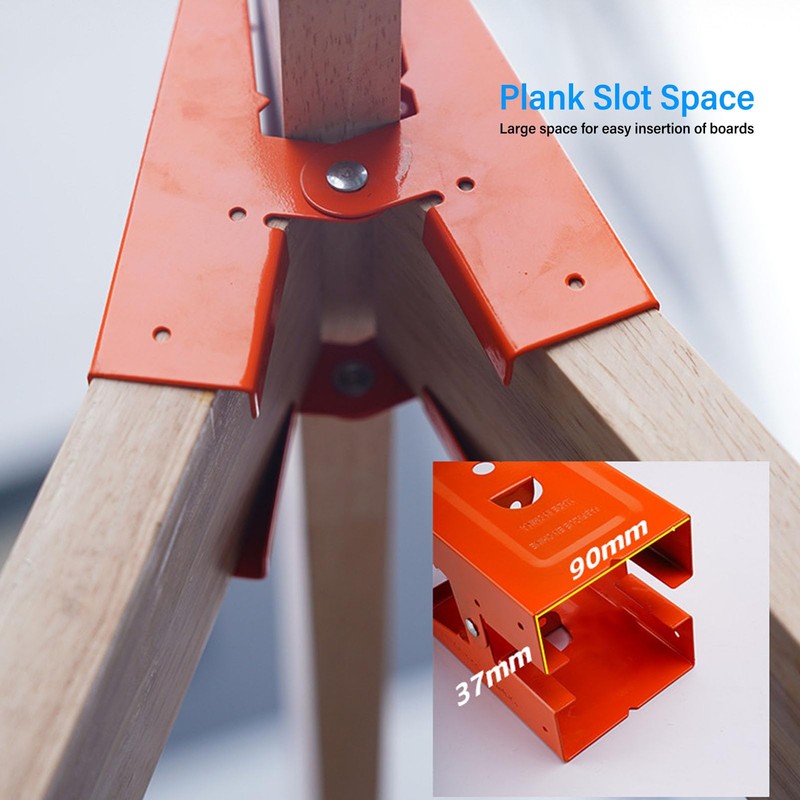 Pack of 2 Hollowed Design Sawhorse Brackets, 25° Adjustable Opening