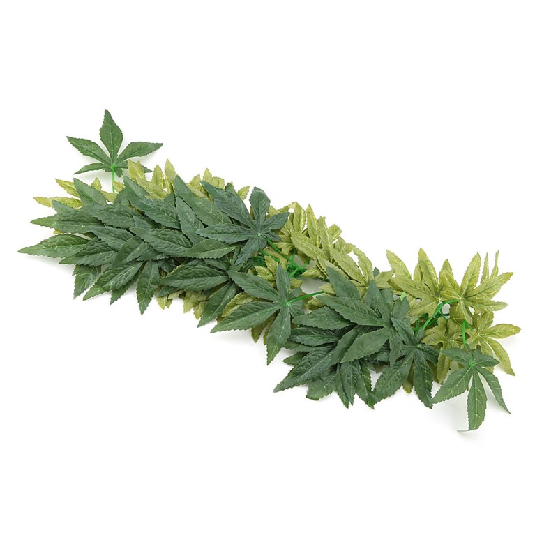Green Artificial Plant Fake Leaves Aquarium Fish Tank Reptile Terrarium