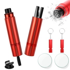 Zikenis 2 Stück Auto Sicherheitshammer,2 in 1 Gurtschneider Notfallhammer,Multifunktional Gurtschneider Notfallhammer (Rot)