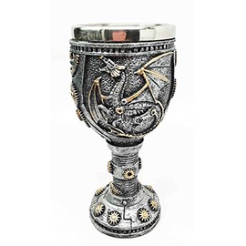 Steampunk Robotic Cyborg Dragon Eternal Voyage 5oz Wine Drink Goblet Chalice by Gifts & Decors
