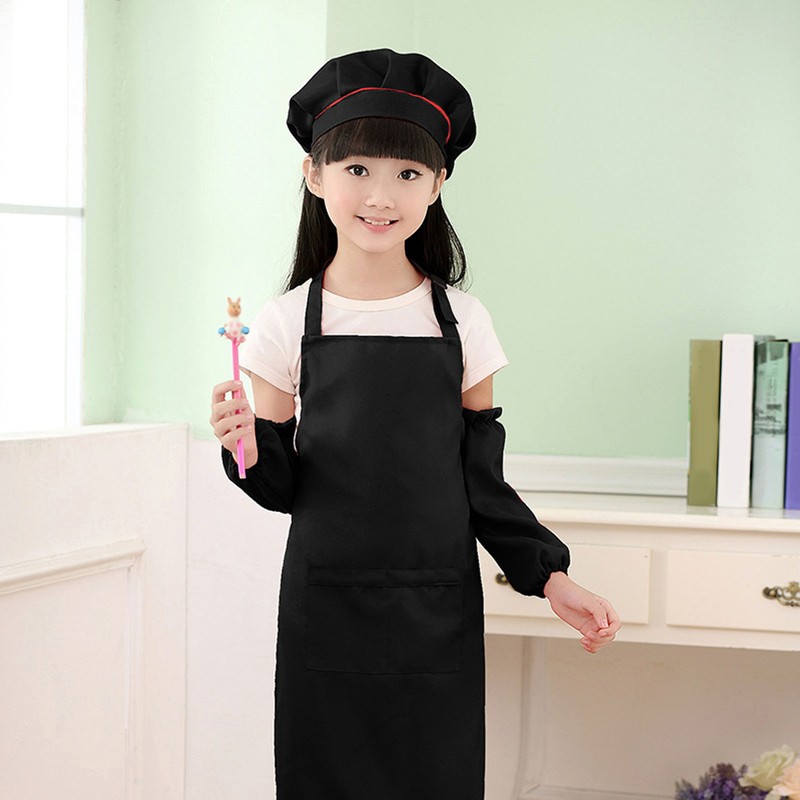 3 Set Kids Apron and Chef Hat Red Black White