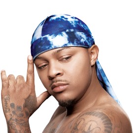 Red by Kiss Bow Wow X Power Wave Tie Dye Silky Durag for Men Waves Silky Doo Rag (Blue)