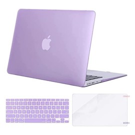 MOSISO Compatible with MacBook Air 13 inch Case (Models: A1369 & A1466, Older Version 2010-2017 Release), Protective Plastic Hard Shell Case & Keyboard Cover & Screen Protector, Light Purple