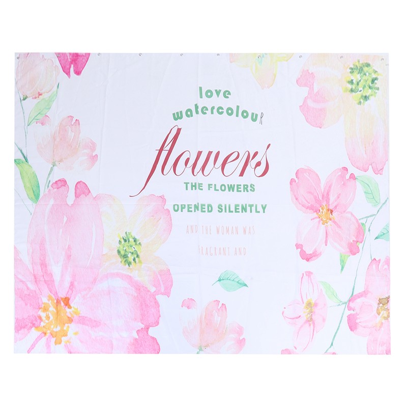 Summer Floral Pattern Shower Curtain with Hook Bathroom Curtain for