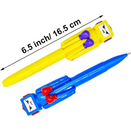 Maydahui 4-Piece Stylish Boxing Robot Ballpoint Pen, 0.04 inch (1.0 mm), Black, Fun, Stylish, Easy to Write, Office Supplies, Students, Kids, School Entrance Celebration, Prize, Gift, Present