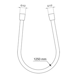 Ideal Standard Shower Hose, Chrome, 1.25 m