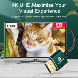 Thsucords Slim HDMI Cables 10FT, Ultra Soft & Thin HDMI to HDMI Cord, Extreme Flexible & Skinny HDMI Wire Supports High Speed 4K@60Hz 18gbps 2160p 1080p