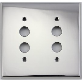Polished Nickel 2 Gang Push Button Light Switch Wall Plate