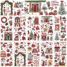 Lincia 10 Sheets Christmas Rub on Transfers for Crafts and Furniture Rub on Transfers Stickers Snowman Vintage Reindeer Gnome Vintage Decals for Home DIY Craft 5.91 x 11.81(Casual)