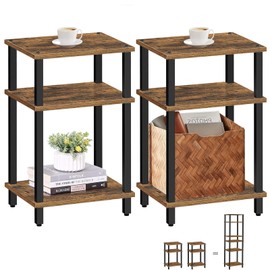 TUTOTAK Set of 2 End Table, Side Table, Nightstand, 3-Tier Storage Shelf, Couch Table for Small Space TB01BB0492